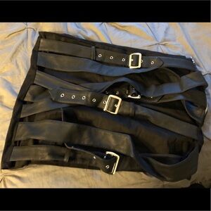 Dolls Kill Black Multi-Belt Pencil Skirt